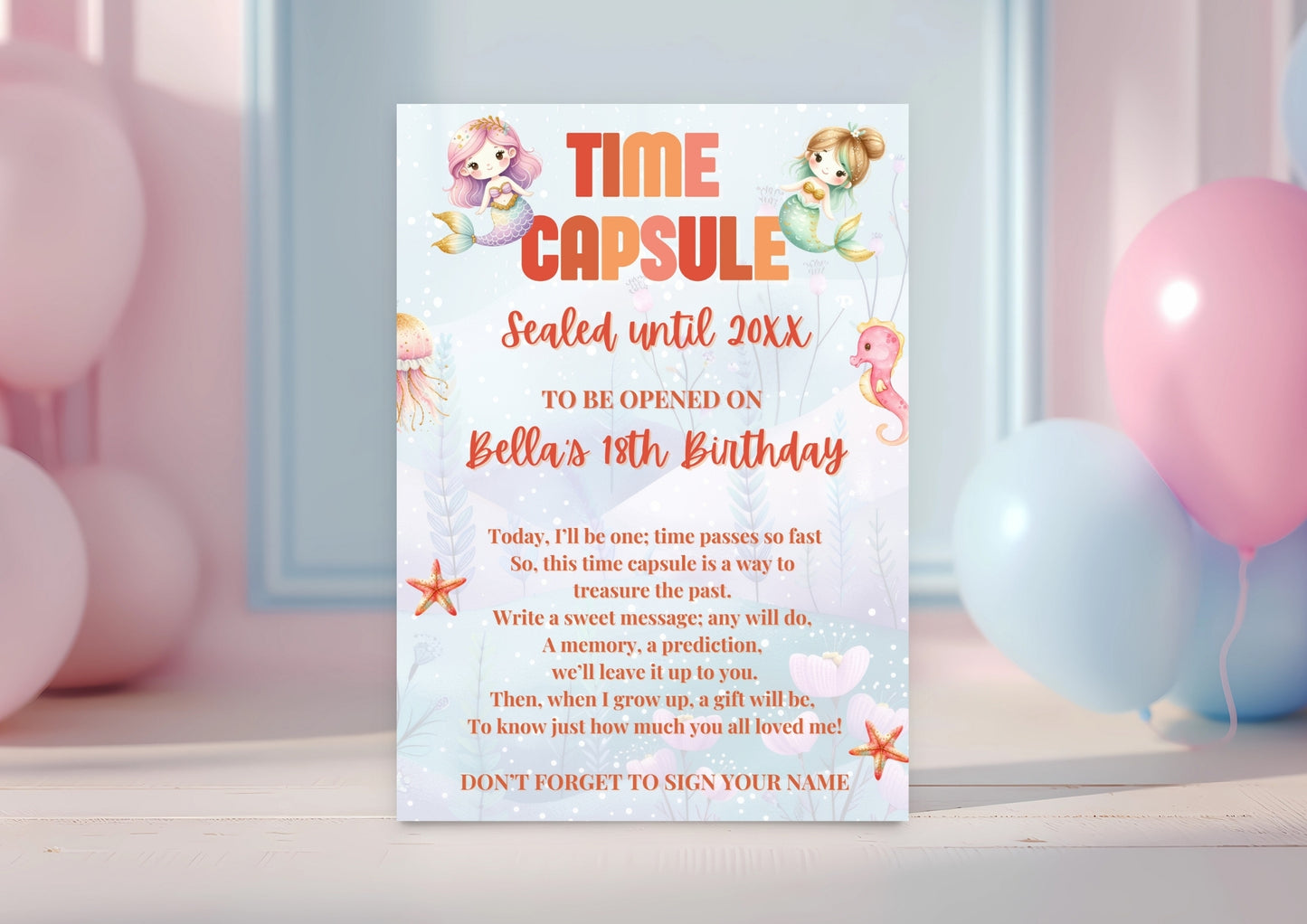 Mermaid Lagoon - Editable Time Capsule - Digital Download