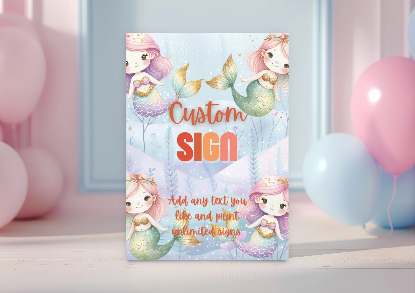 Mermaid Lagoon - Editable Custom Sign - Digital Download