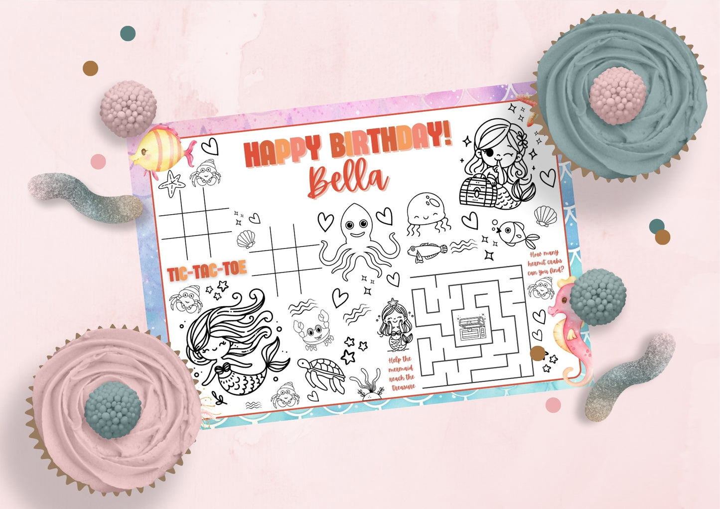 Mermaid Lagoon - Editable Colouring Pages - Digital Download