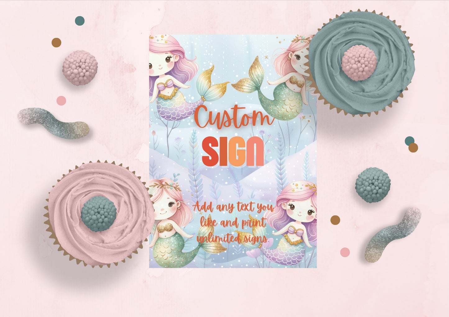 Mermaid Lagoon - Editable Custom Sign - Digital Download