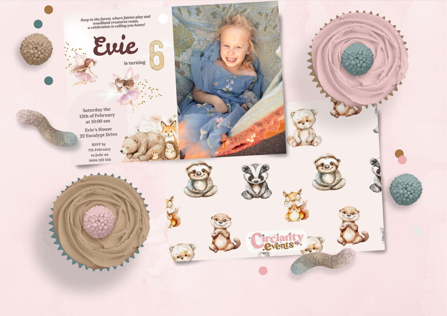 Enchanted Woods Invitation with Photo - Personalised and Printed - Pack of Ten
