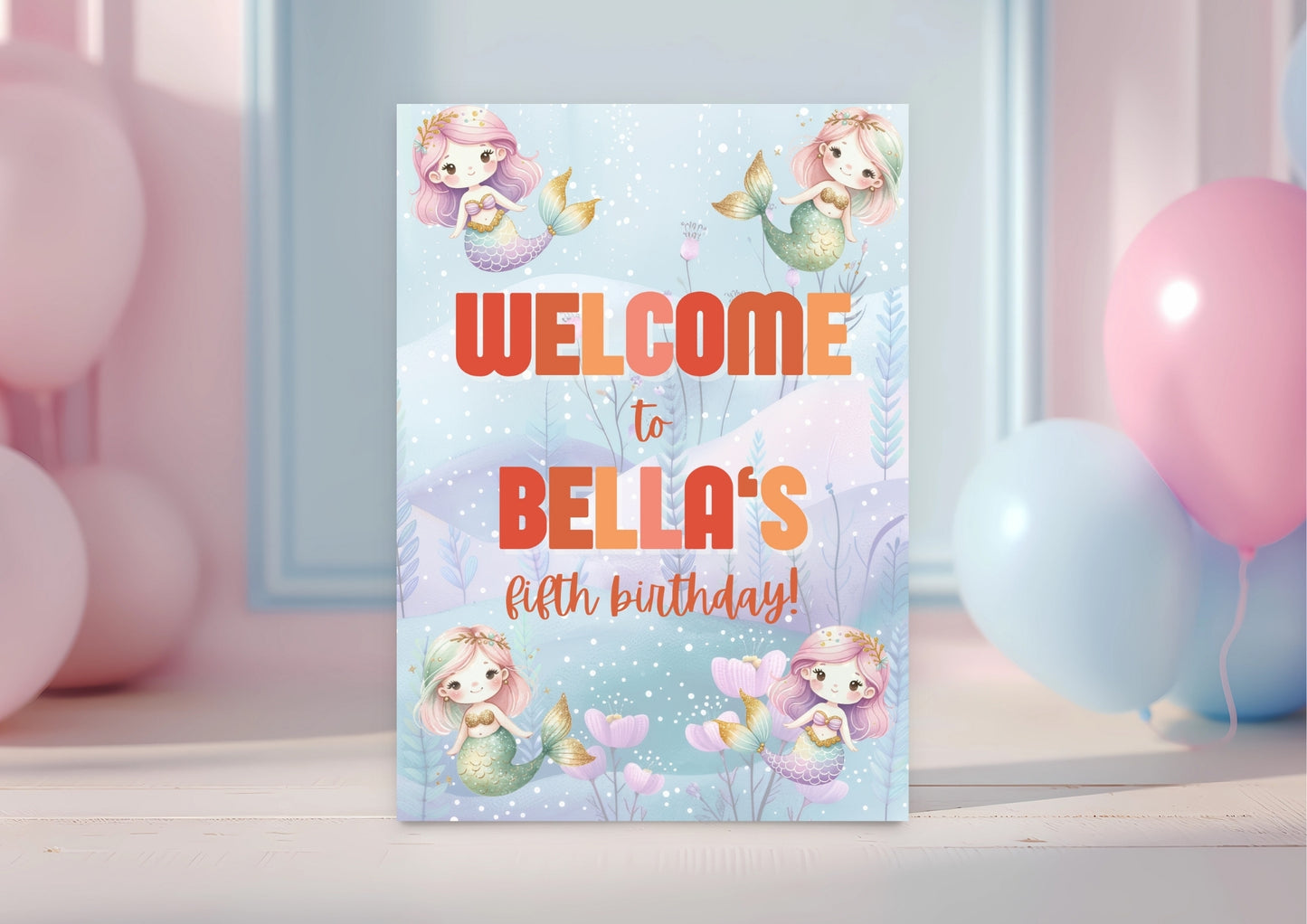 Mermaid Lagoon - Editable Welcome Sign - Digital Download