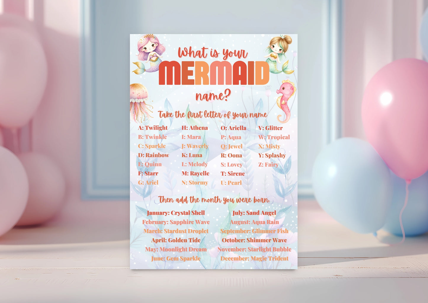 Mermaid Lagoon - What is your Mermaid Name? - Digital Download