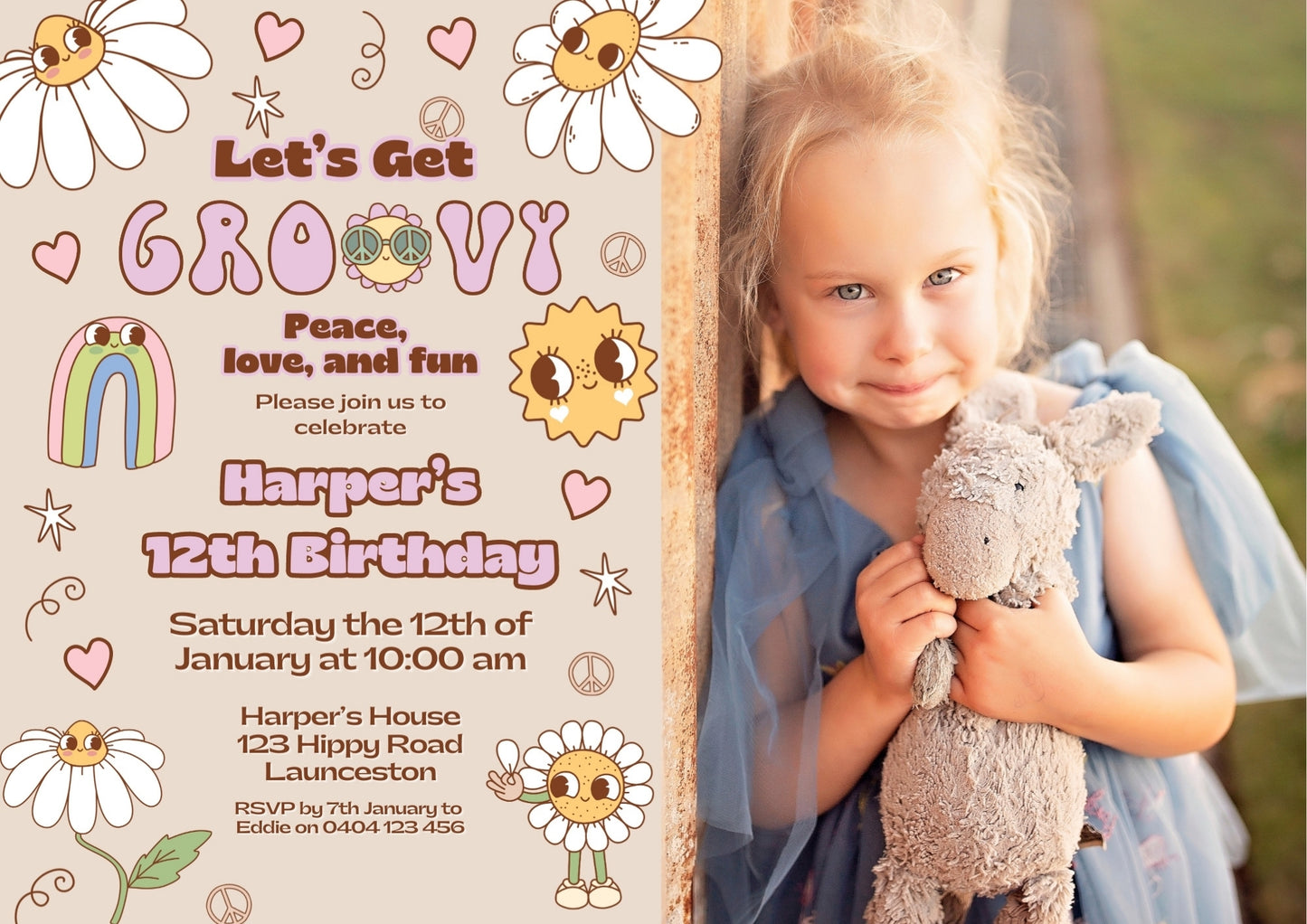 Sunshine Journey Invitation with Photo - Personalised and Printed - Pack of ten