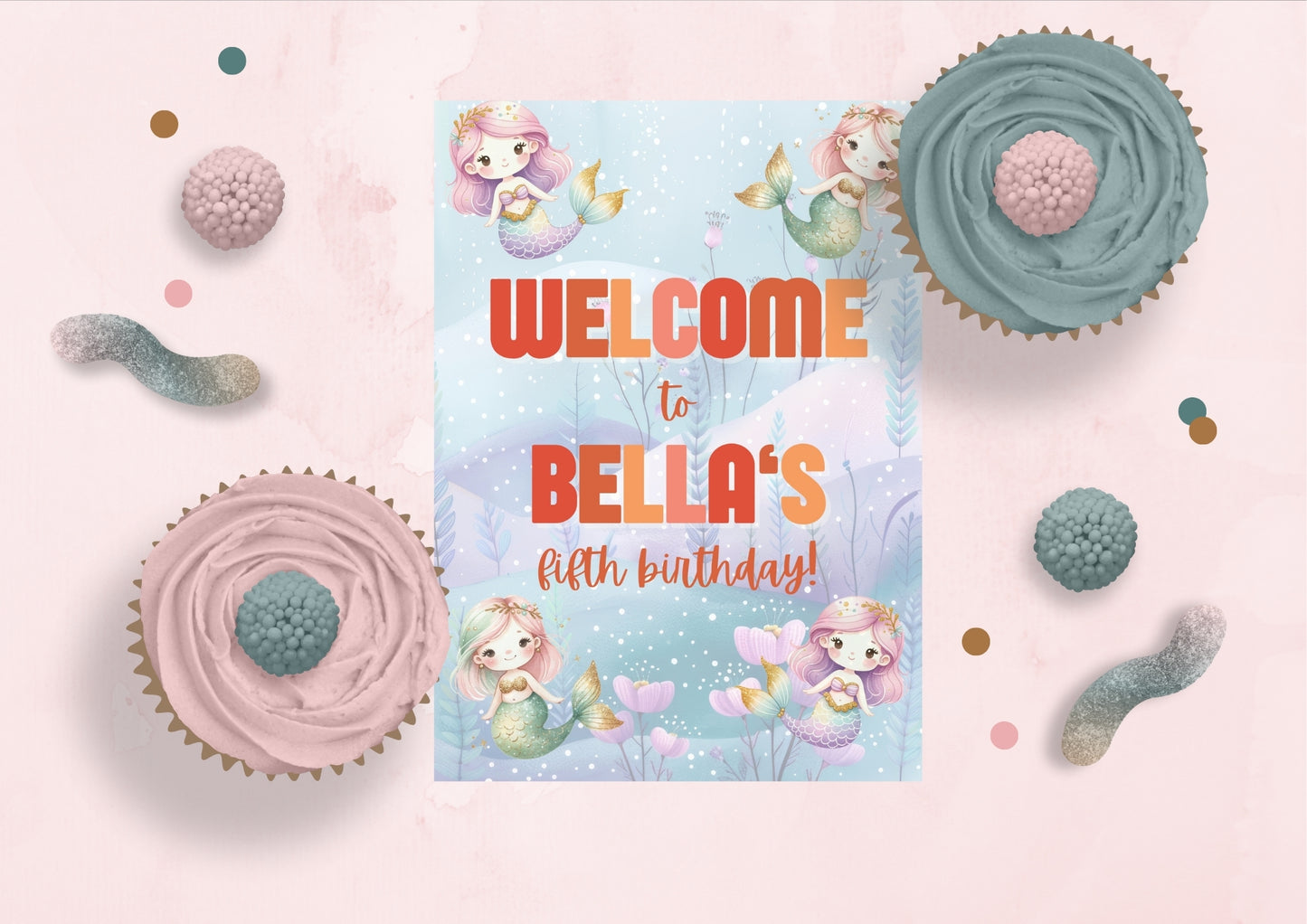 Mermaid Lagoon - Editable Welcome Sign - Digital Download
