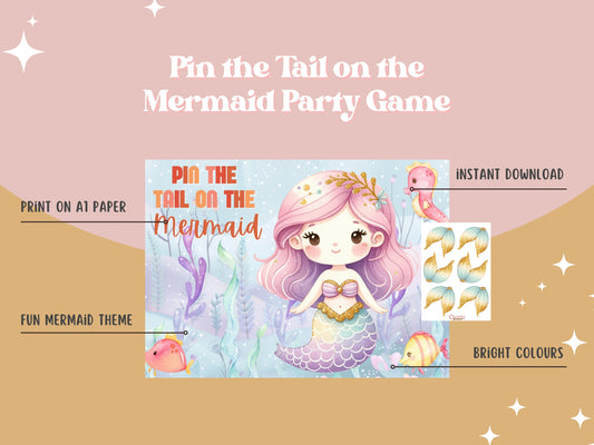 Mermaid Lagoon - Pin the Tail on the Mermaid - Digital Download