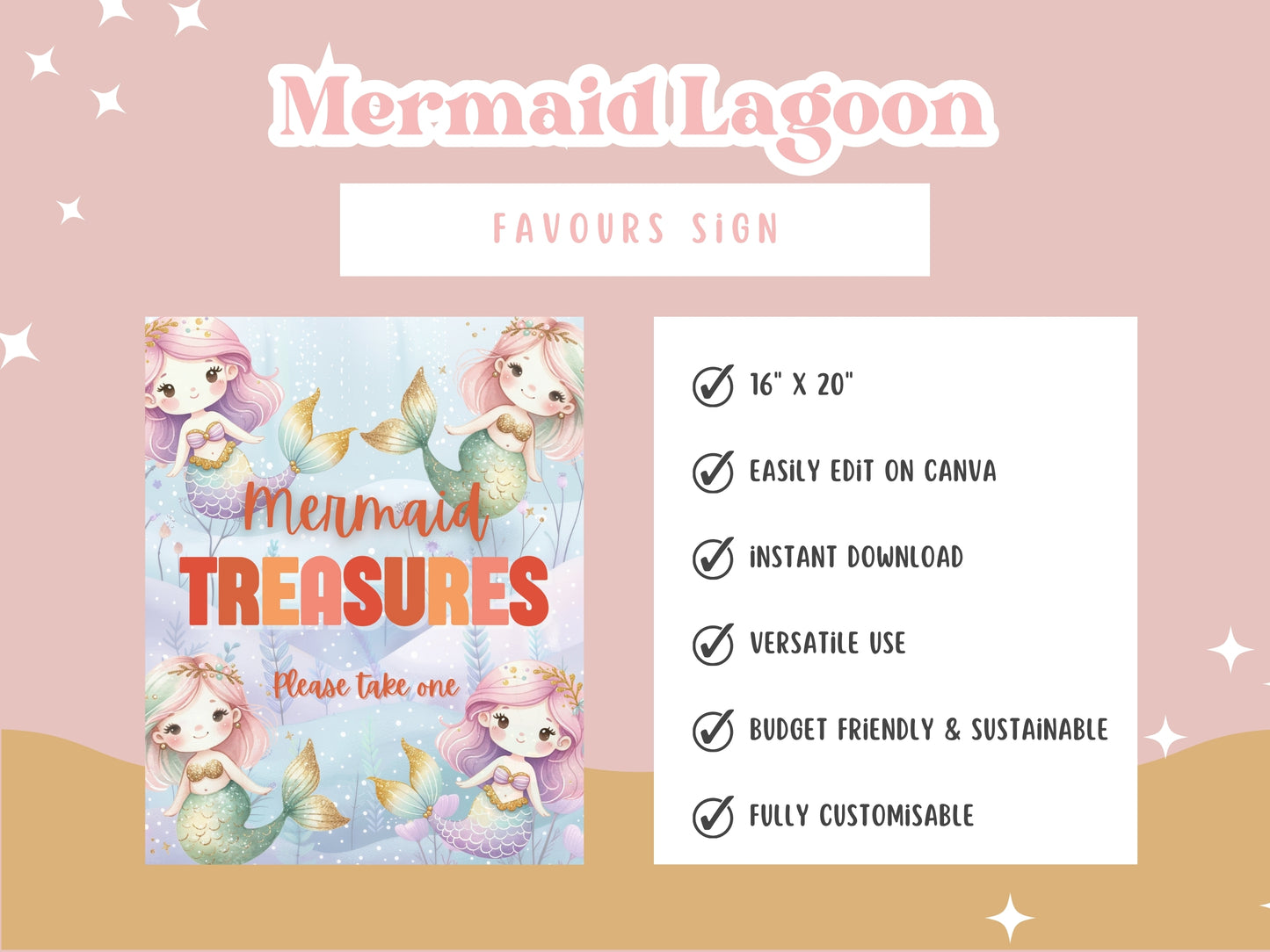 Mermaid Lagoon - Favours Sign - Digital Download