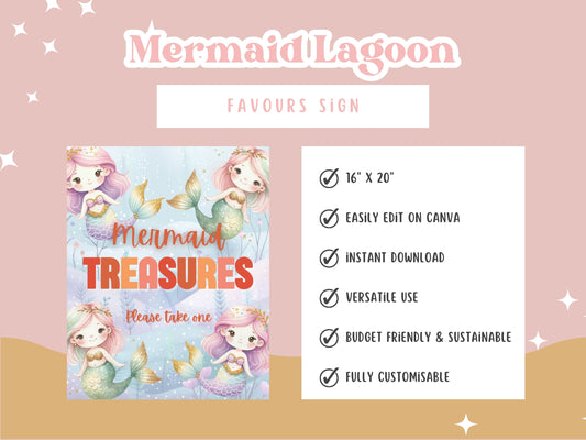 Mermaid Lagoon - Favours Sign - Digital Download