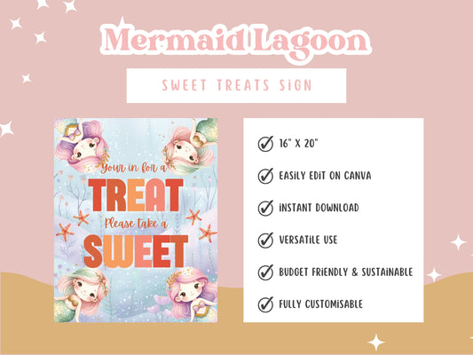Mermaid Lagoon - Sweet Treats Sign - Digital Download