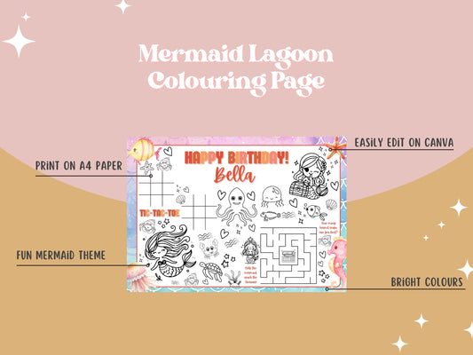 Mermaid Lagoon -  Editable Colouring Pages - Digital Download
