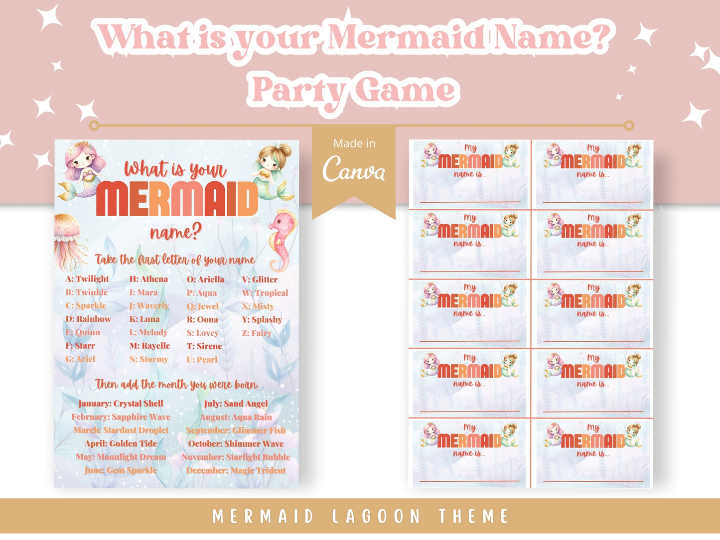 Mermaid Lagoon - What is your Mermaid Name? - Digital Download